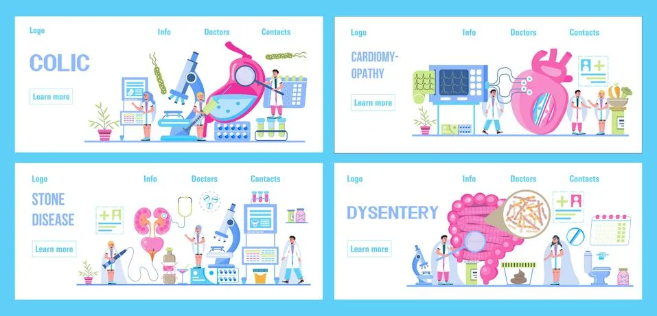 Heart attack, cardiac infarction with tiny doctors, cardiogram, artery, heart Stock Illustration