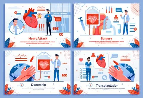Heart Attack Cardiovascular Diseases Banner Set Stock Illustration