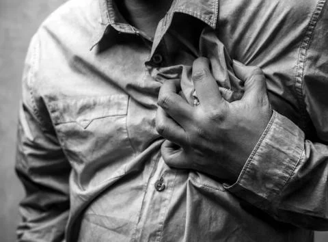 Heart attack concept. Man suffering from chest pain, Health care Stock Photos