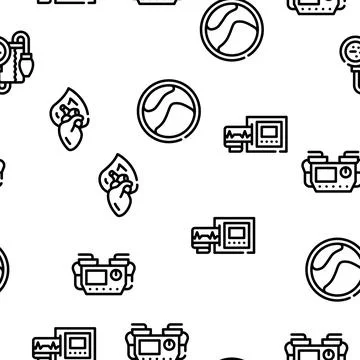 Heart Attack Disease Vector Seamless Pattern Stock Illustration