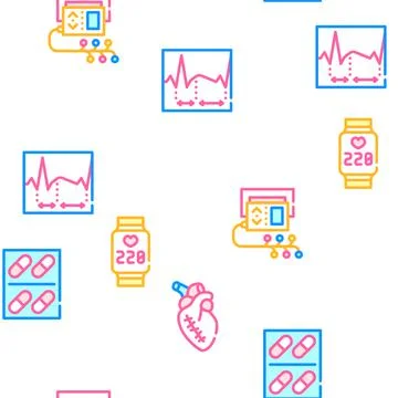 Heart Attack Disease Vector Seamless Pattern Stock Illustration
