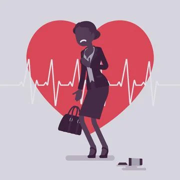 Heart attack female symptoms Stock Illustration