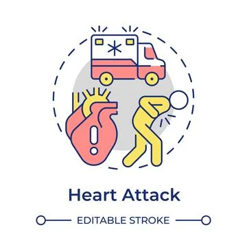 Heart attack flat linear concept icon Stock Illustration