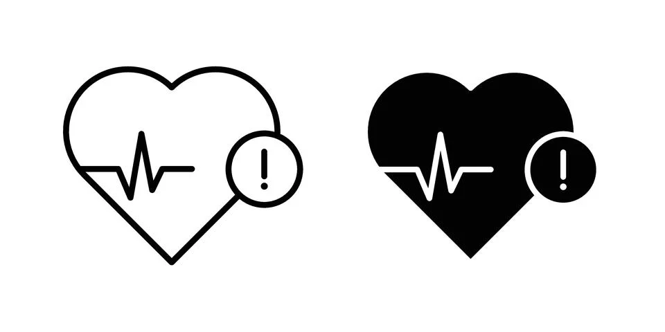 Heart attack icon vector concepts, line and silhouette style Stock Illustration