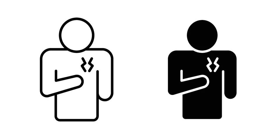 Heart attack icon vectors. Illustrations in black Stock Illustration