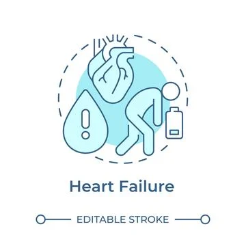 Heart attack monochrome blue concept icon Stock Illustration