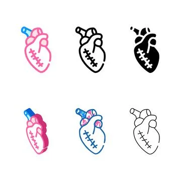Heart attack operation variations color icon vector Stock Illustration