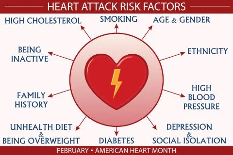 Heart Attack Risk Factor Infographic Vector Illustration Stock Illustration