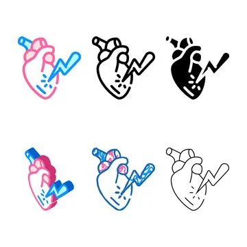 Heart attack variants color icon vector sign Stock Illustration