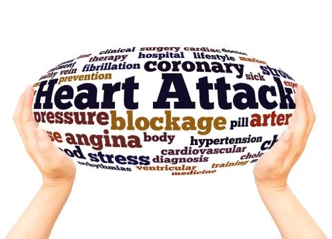 Heart Attack word cloud hand sphere concept Stock Photos