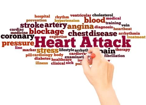 Heart Attack word cloud hand writing concept Stock Photos