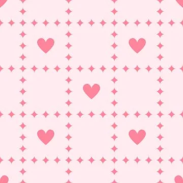 Heart background with diamonds. Seamless vector pattern Stock Illustration