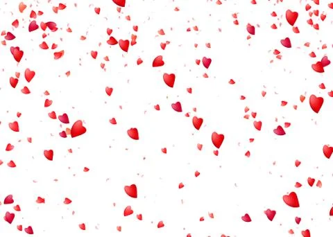 Heart background. Falling from above romantic red love particles Ilustração Stock