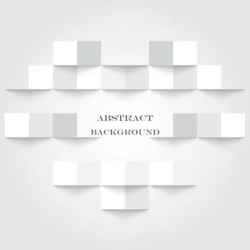 Heart background Geometric vector background Grey white square pattern backgr Stock Illustration