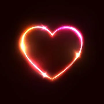 Heart background. Halogen or led light neon sign. Stock Illustration
