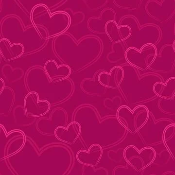 Heart background, love day pattern. Romantic red and pink doodles, hand drawn Stockillustratie