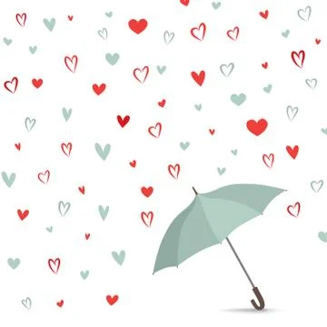 Heart background with umbrella. Love pattern for greeting card. Good for Va.. Stock Illustration