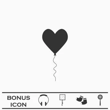 Heart balloon icon flat. Stock Illustration