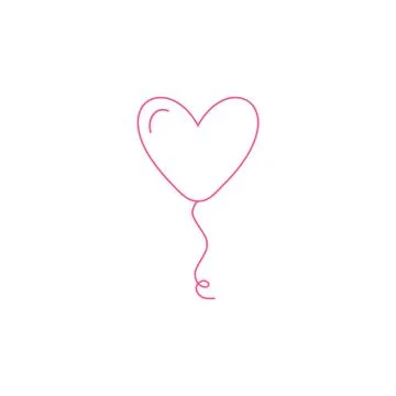 Heart balloon isolated single linear icon for websites and mobile minimalistic Stock Illustration