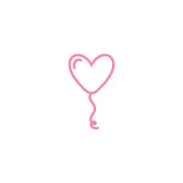 Heart balloon isolated single linear icon for websites and mobile minimalistic Stock Illustration