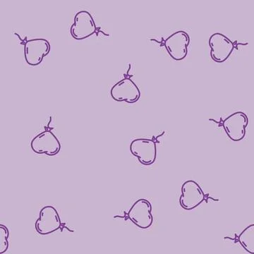 Heart balloon love line vector seamless pattern Stock Illustration