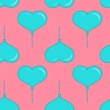 Heart balloon seamless pattern, pink blue color. Pattern for fabric and wrapp Stock Illustration