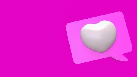 Heart on Balloon text on Pink Background 3d Rendering. Stock Illustration