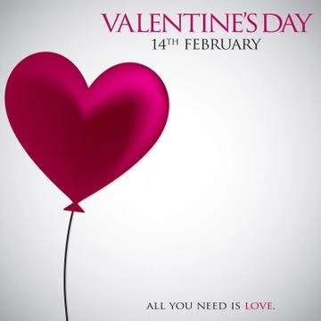 Heart balloon Valentine's Day card in vector format.. Stock Illustration