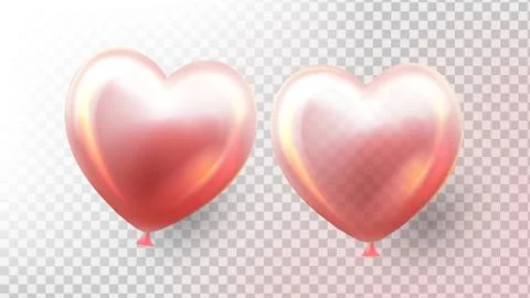 Heart Balloon Vector. Transparent 3D Realistic Balloon In Form Of Heart. 8 March Ilustración de archivo