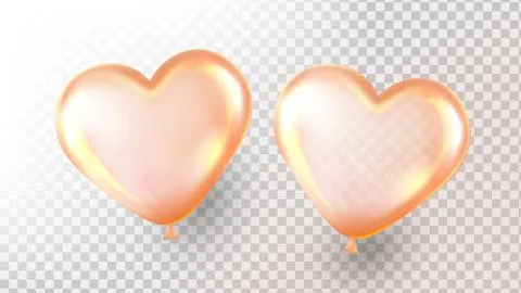 Heart Balloon Vector. Transparent 3D Realistic Balloon In Form Of Heart Ilustración de archivo