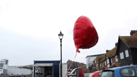 Heart balloon, wind, slowmotion, pear Stock Footage 101438520