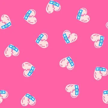 Heart bandage patch recovery vector seamless pattern Illustrazione stock