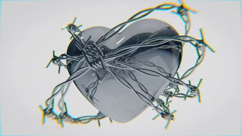 Heart With Barbed Wire Around Stock Footage 254076019