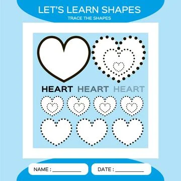 Heart. Basic geometric shapes. Elements for children. Learn Shapes. Handwriting Stock Illustration