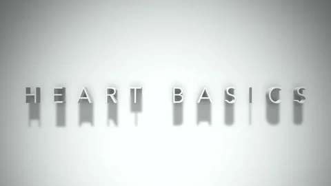 Heart basics 3D title animation white text on a white background Video stock 299424486