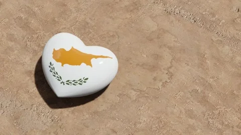 Heart on the beach with Cyprus flag Stock Footage 154768652