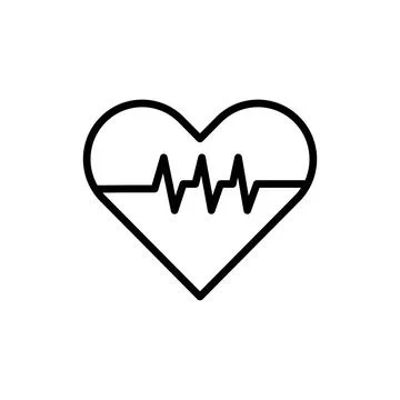 Heart beat black vector icon Stock Illustration
