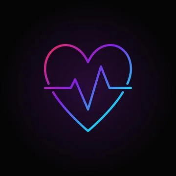 Heart beat colored icon - vector heartbeat pulse line sign Stock Illustration