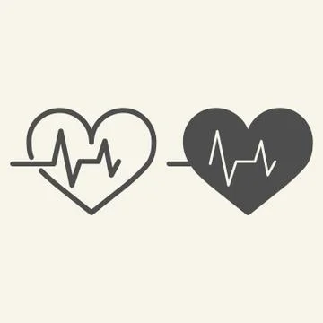 Heart beat line and solid icon. Cardiogram life line outline style pictogram on 스톡 일러스트