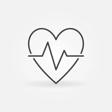 Heart beat outline icon - vector heartbeat pulse concept sign Stock Illustration