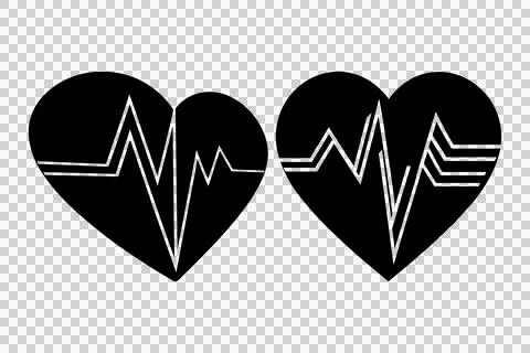 Heart beat plus flat silhouette icon for medical apps and websites Illustrazione stock