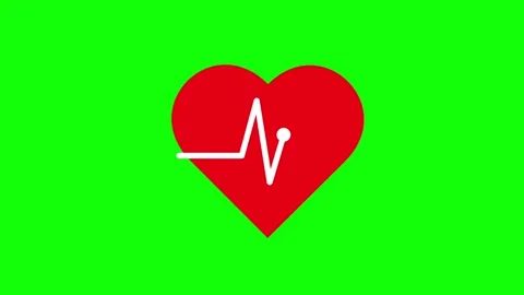Heart beat pulse (Red Love) on green screen 2D animation (Chroma key) Stock Footage 302575273