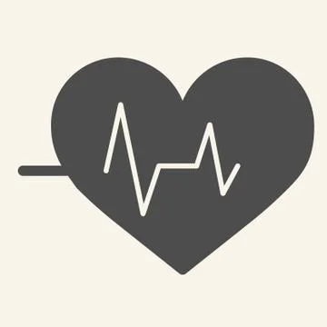 Heart beat solid icon. Cardiogram life glyph outline style pictogram on white Illustrazione stock