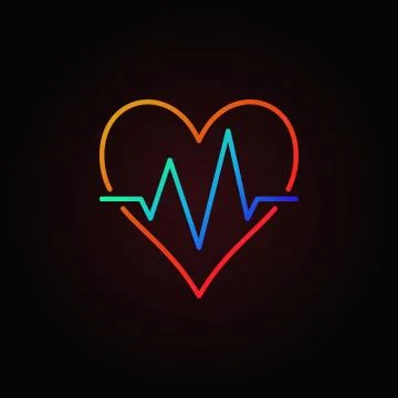 Heart beat vector colored icon. Heartbeat outline sign Stock Illustration