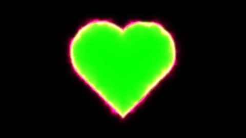 Heart beating animation green screen frame pink edge light overlay 4k Stock Footage 289911396