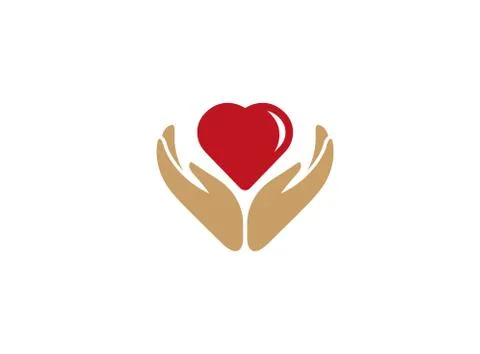 Heart between hands care human health and nature for logo design Stock Illustration