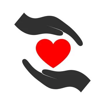 Heart between two hands icon. Vector illustration for logo charity, charitabl Stock Illustration