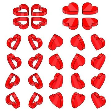 Heart. Big set of vector elements. A set of hearts for lovers. Isometric hearts Stock Illustration