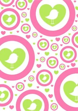 Heart Bird Pattern 1 스톡 일러스트