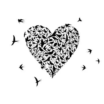 Heart of birds Stock Illustration